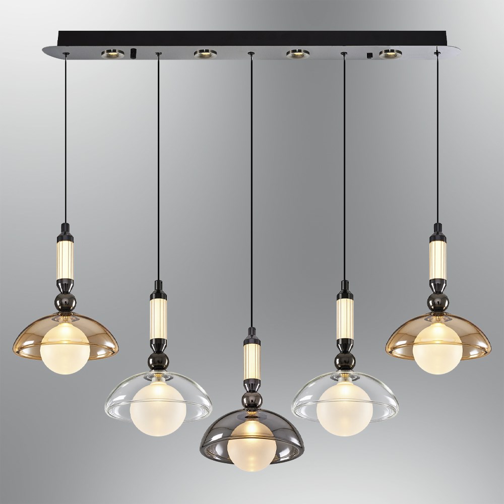 5'li Mixed Metal Mitra Sıralı Sarkıt Avize 90 cm 5'li Mixed Metal Mitra Sıralı Sarkıt Avize 90 cm
