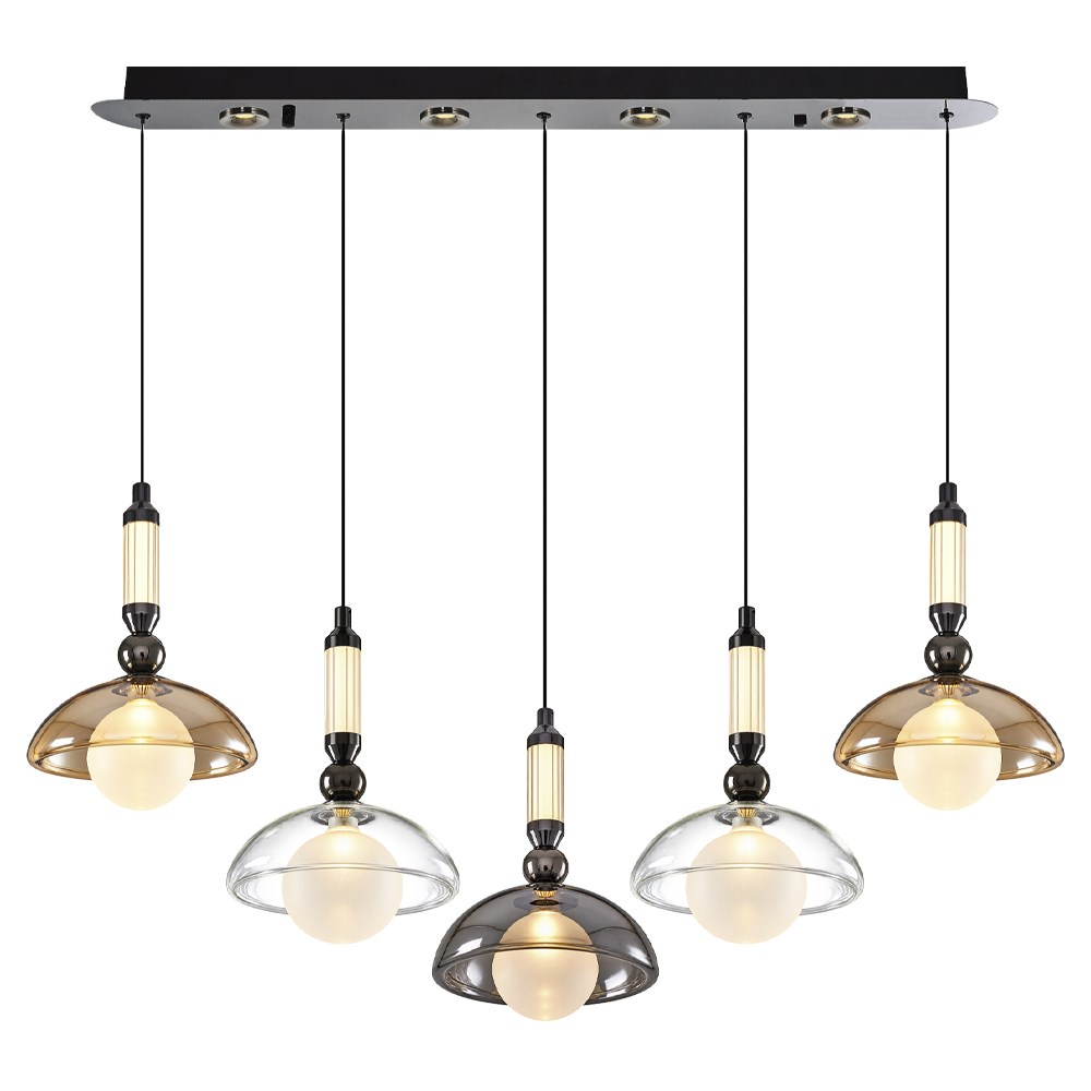 5'li Mixed Metal Mitra Sıralı Sarkıt Avize 90 cm 5'li Mixed Metal Mitra Sıralı Sarkıt Avize 90 cm