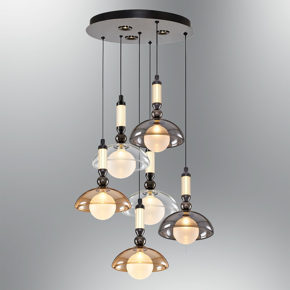 6'li Metal Mitra Mixed Sarkıt Avize 40 cm 6'li Metal Mitra Mixed Sarkıt Avize 40 cm