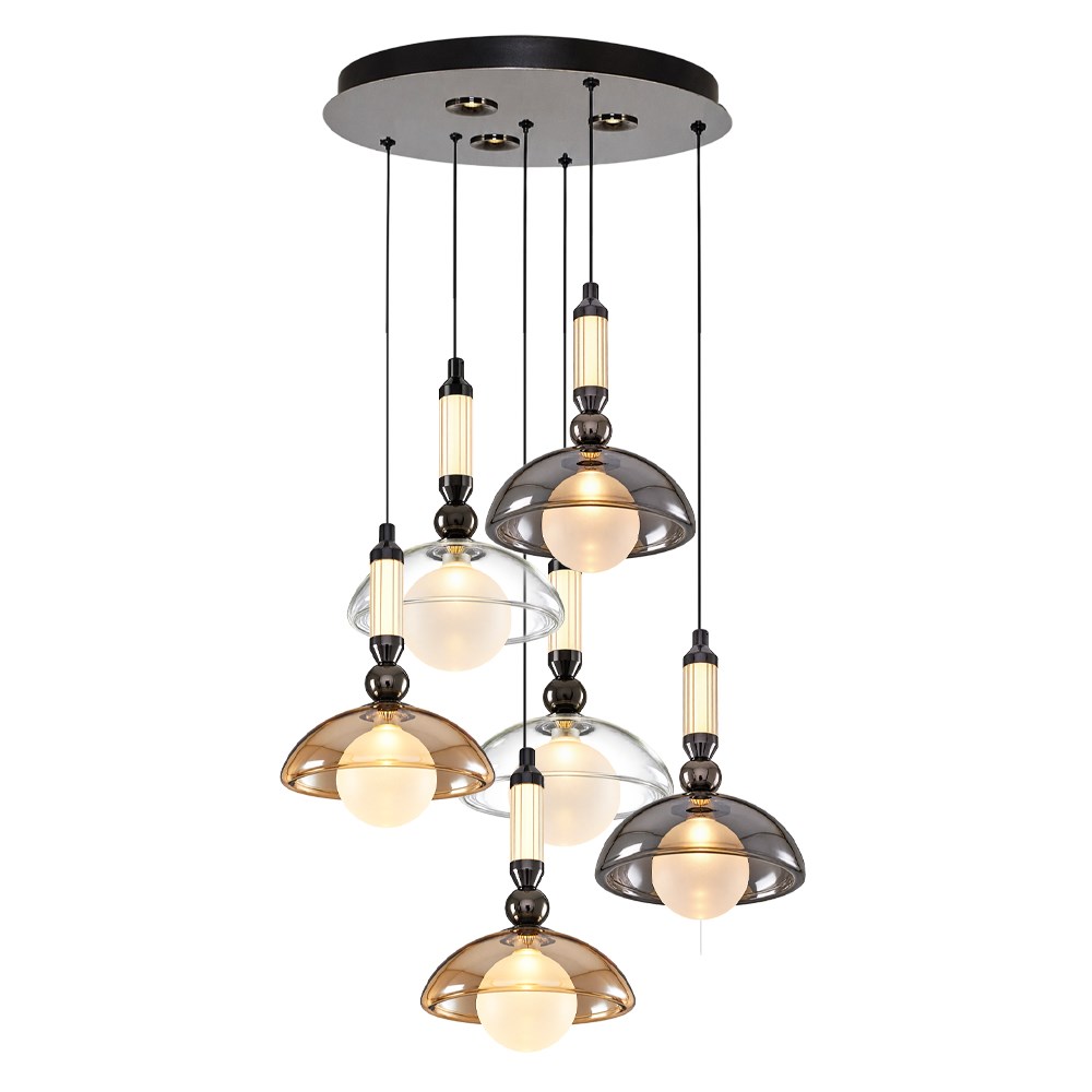 6'li Metal Mitra Mixed Sarkıt Avize 40 cm 6'li Metal Mitra Mixed Sarkıt Avize 40 cm